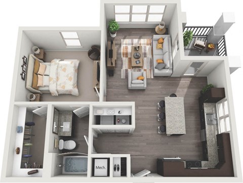 a floor plan of a two bedroom apartment with a bathroom and a balcony